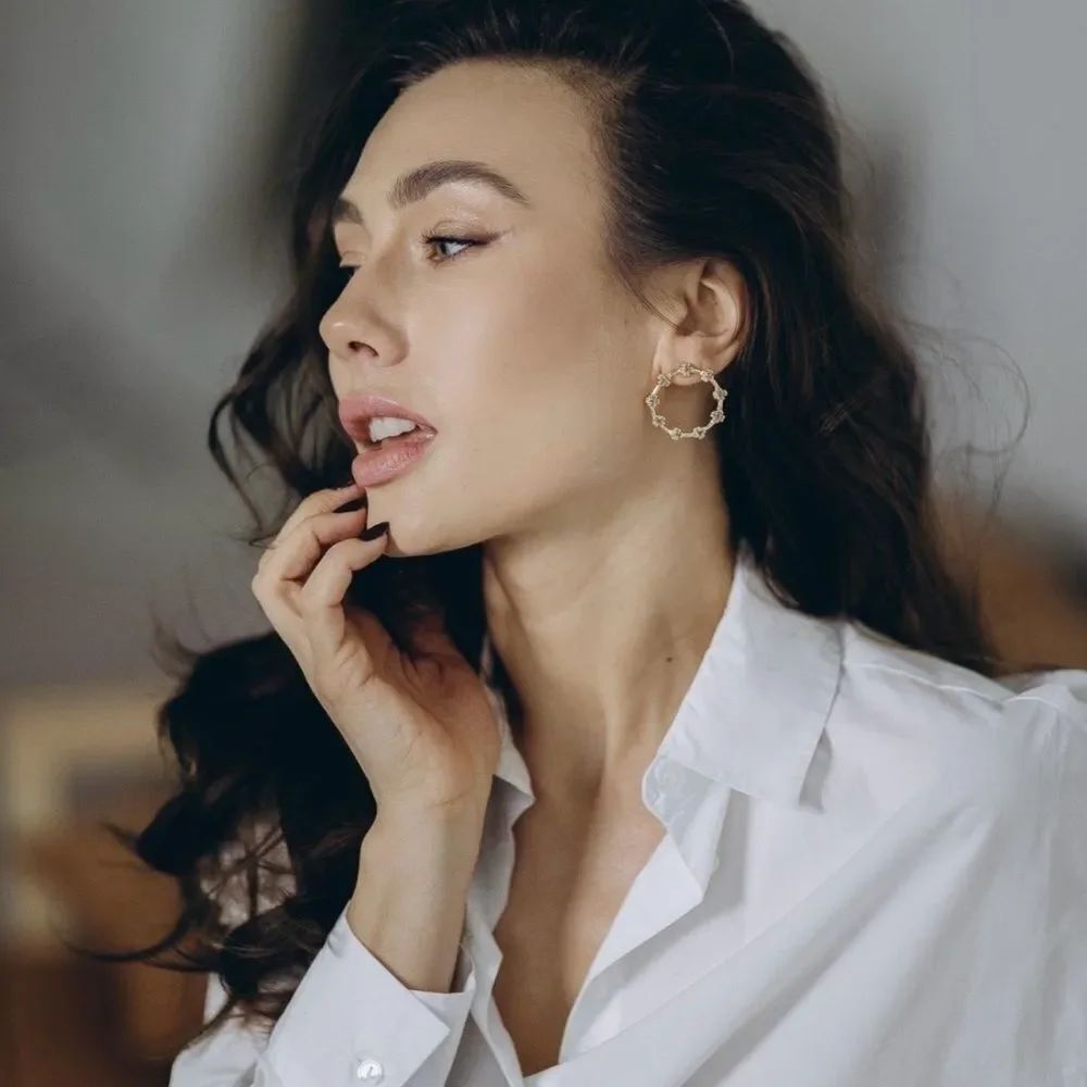 Elegant Silver Hoop Earrings 29 mm Jewelry Women Girl